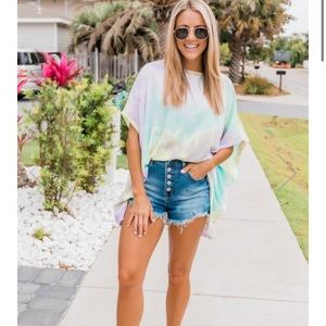 TIE DYE BLOUSE MINT/LILAC